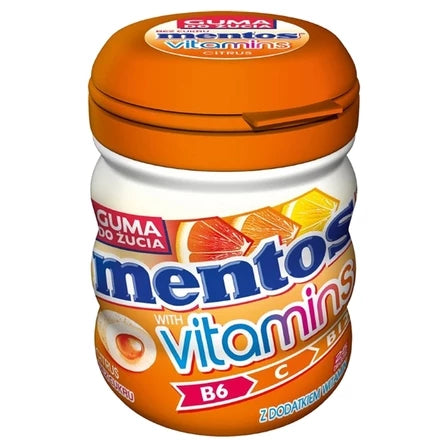 MENTOS Vitamins Guma do żucia o smaku owoców cytrusowych bez cukru 50 g