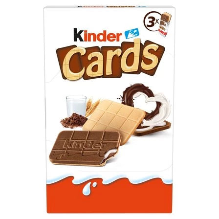 KINDER Cards Wafel wypełniony mlecznym i kakaowym nadzieniem (6 sztuk) 76.8 g