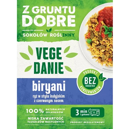 SOKOŁÓW Roślinny Z gruntu dobre Biryani ryż w stylu indyjskim z czerwonym sosem 360 g