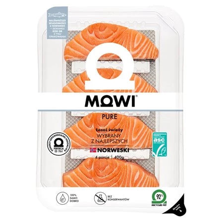 MOWI Pure Łosoś świeży (4 sztuki) 400 g