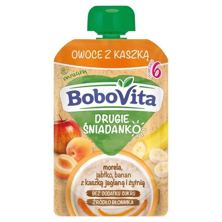 BOBOVITA Drugie Śniadanko Owoce z kaszką morela jabłko banan po 6 miesiącu 100 g